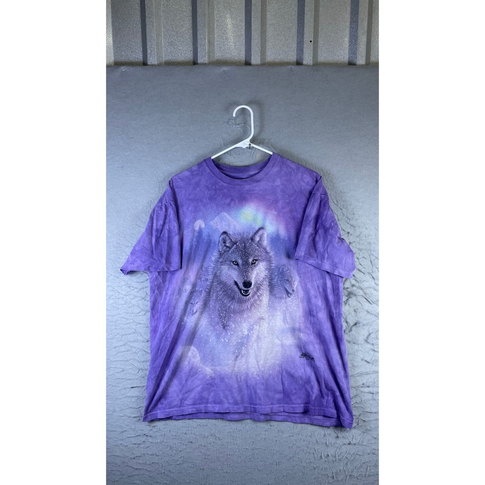 The Mountain T-Shirt Mens L Purple Excellent Wolf Graphic Nature Tie Dye 14619